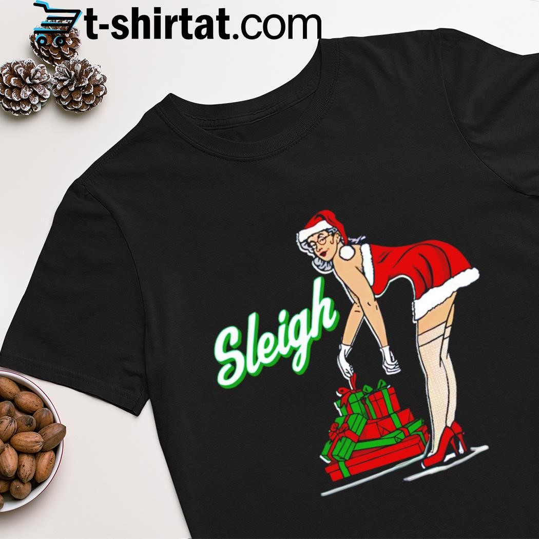 Top sleigh ugly santa girl Christmas shirt