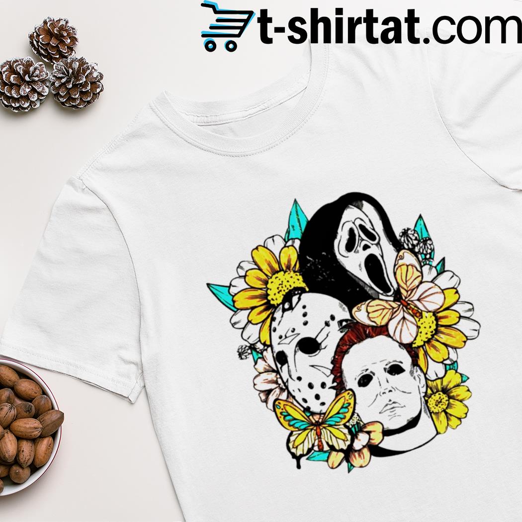Jason Voorhees Michael Myers Ghostface Flower Halloween shirt