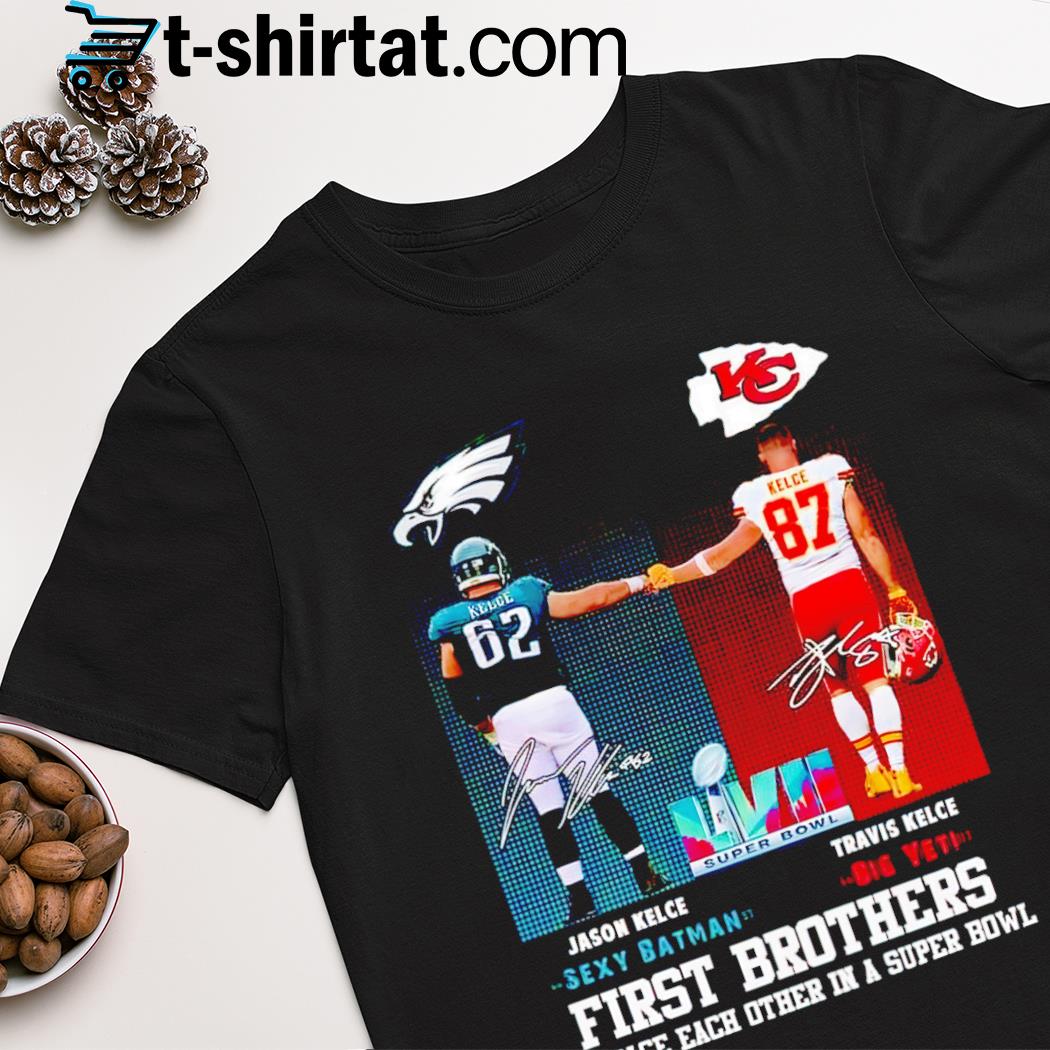 Kansas City Chiefs vs Philadelphia Eagles first brothers to face each other in a super bowl signatures shirt