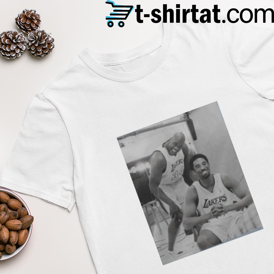 Kobe Bryant and Shaquille O'neal at lakers media day shirt