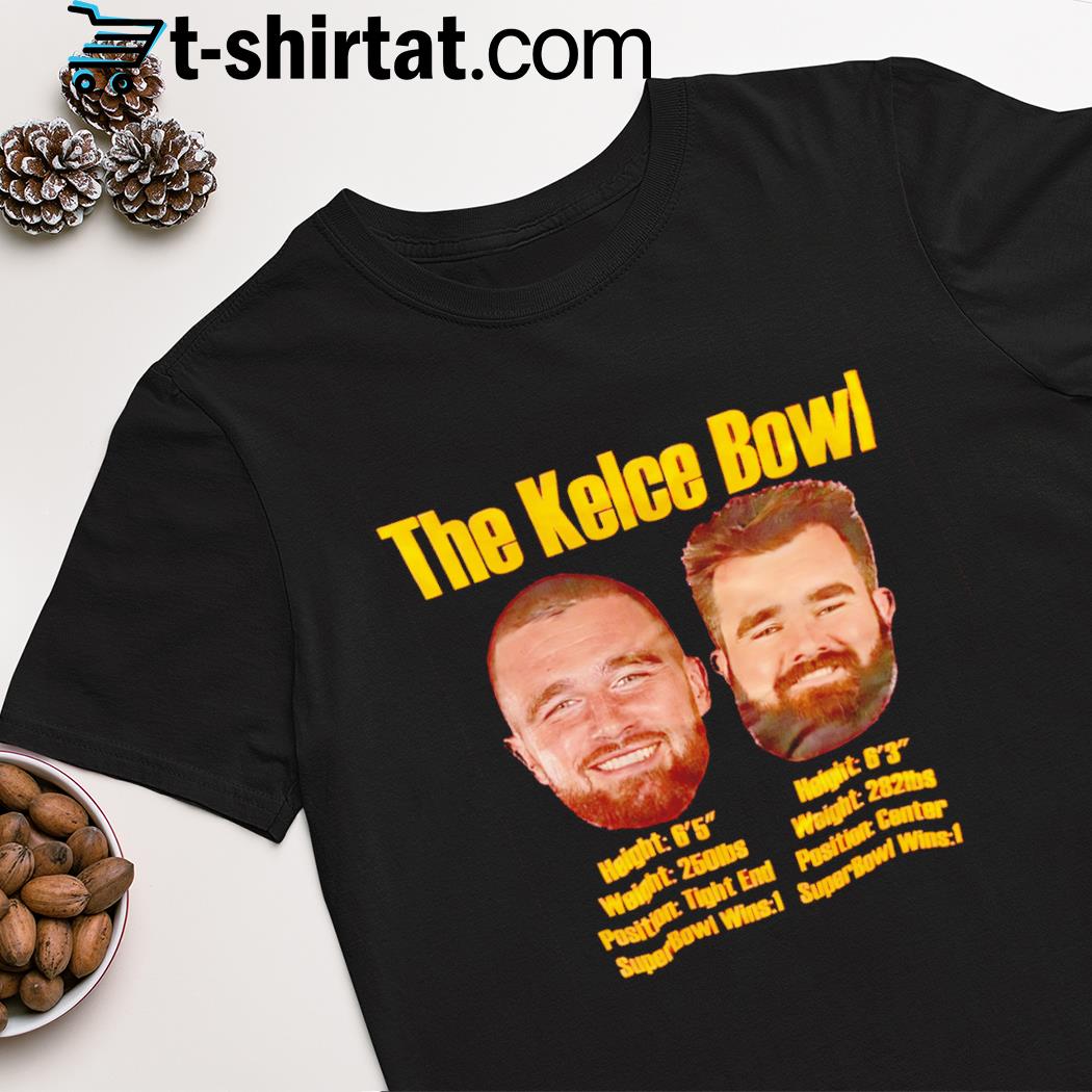 The Kelce Bowl head height weight position super bowl shirt